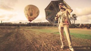 日傘をさす男性